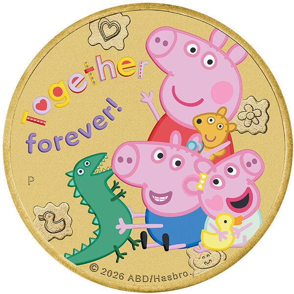Monnaie TOGETHER FOREVER Peppa Pig Cupronickel 1$ Tuvalu 2026