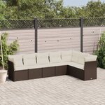 vidaXL Salon de jardin avec coussins 7 Pièces marron résine tressée