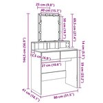 vidaXL Coiffeuse avec LED blanc 80x41x144 5 cm