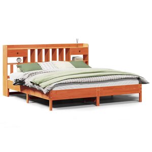 vidaXL Lit bibliothèque sans matelas cire marron 180x200 cm pin massif