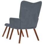 vidaXL Chaise de relaxation avec tabouret Gris foncé Velours