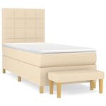 vidaXL Sommier à lattes de lit avec matelas Crème 90x200 cm Tissu