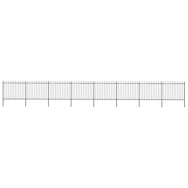 vidaXL Clôture de jardin avec dessus en lance Acier 13 6 x 1 5 m Noir