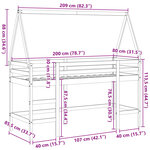 vidaXL Lit superposé et échelle et toit blanc 80x200cm bois pin massif