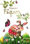 Carte Joyeuses Pâques en Or Doré Brillant avec Enveloppe 12x17 5cm