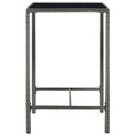 vidaXL Table de bar de jardin Gris 70x70x110cm Résine tressée et verre