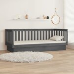 vidaXL Lit de jour Gris 90x200 cm Bois de pin massif