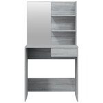 vidaXL Coiffeuse avec miroir Sonoma gris 74 5x40x141 cm