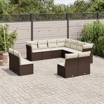 vidaXL Salon de jardin et coussins 11 Pièces marron résine tressée