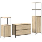 Ensemble de meubles de salle de bains 3 pièces en bois d'ingénierie chêne Sonoma