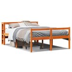 vidaXL Cadre de lit et tête de lit cire marron 120x200 cm bois de pin