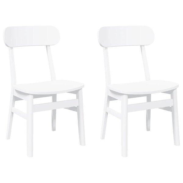 vidaXL Chaises à manger 2 Pièces blanc bois massif caoutchouc