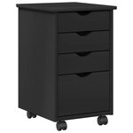 vidaXL Cabinet roulant avec roue Noir 34 x 39 x 56 cm Pin massif