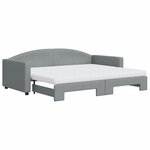 vidaXL Lit de jour avec gigogne et matelas gris clair 90x200 cm tissu