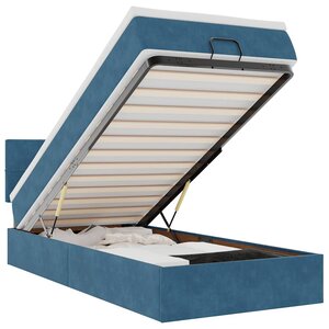 vidaXL Cadre de lit ottoman avec matelas bleu foncé 90x200 cm velours