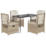 vidaXL Ensemble à manger de jardin avec coussins 5Pièces Beige poly rotin