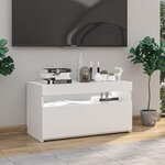 vidaXL Meuble TV avec lumières LED Blanc brillant 75x35x40 cm