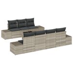 vidaXL Ensemble de canapés de jardin 8 pièces avec coussins gris clair en poly rattan