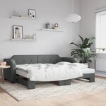 vidaXL Lit de jour avec lit gigogne gris foncé 100x200 cm tissu