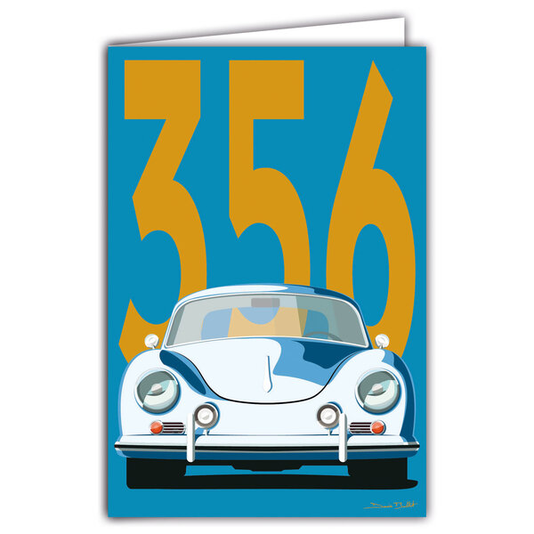 69-1109 Carte 356 Voiture de Sport Luxe Automobile Lignes emblématiques Illustration Graphique Moderne Design épuré coloré Objet de Collection pour Passionné -Avec Enveloppe 12x17cm -Fab française