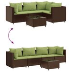 vidaXL Salon de jardin 5 Pièces avec coussins Marron Résine tressée
