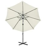 vidaXL Parasol de jardin en porte-à-faux et mât et lumières LED sable