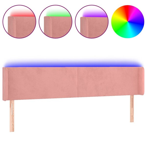 vidaXL Tête de lit à LED Rose 183x16x78/88 cm Velours