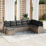 vidaXL Ensemble de canapé de jardin 8 pièces avec coussins en gris rotin poly