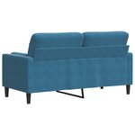 vidaXL Canapé 2 places avec oreillers décoratifs bleu 140 cm velours