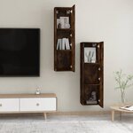 vidaXL Meubles TV muraux 2 Pièces Chêne fumé 30 5x30x110 cm