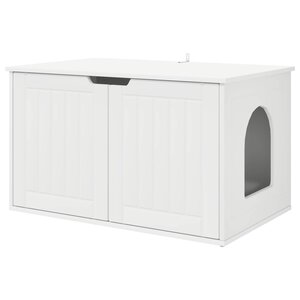 vidaXL Maison pour chat Blanc 85 x 55 x 50 5 cm Bois d'ingénierie