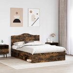 vidaXL Cadre de lit Chêne fumé 160 x 200 cm Pin massif