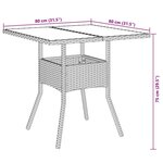 vidaXL Ensemble à manger de jardin et coussins 3 Pièces noir rotin verre
