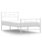 vidaXL Cadre de lit métal avec tête de lit/pied de lit blanc 107x203cm