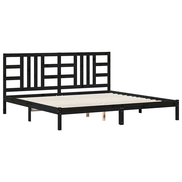 vidaXL Cadre de lit sans matelas noir 200x200 cm bois massif