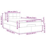 vidaXL Lit ottoman avec matelas et LED gris foncé 120x190 cm tissu