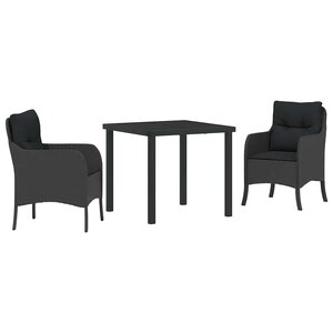 vidaXL Ensemble de salle à manger pour jardin 3 Pièces Noir polyrotin