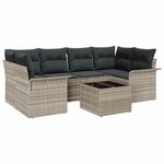 vidaXL Ensemble de canapé de jardin 7 Pièces Gris clair Poly rotin