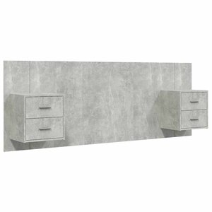 vidaXL Tête de lit avec armoires Gris béton Bois d'ingénierie