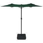 vidaXL Parasol de jardin à double tête avec LED vert 316x145 cm