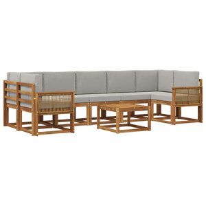 vidaXL Ensemble de canapés d'extérieur 8 Pièces Naturel et gris clair