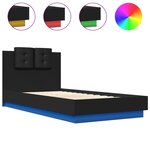vidaXL Cadre de lit avec LED sans matelas noir 75x190 cm