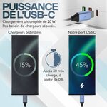 ACROPAQ Boite cache cable compatible France- cache multiprise- Multiprise intégrée- USB-A et USB-C- Rangement cable- 2500W- Blanc