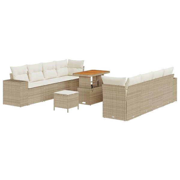 vidaXL Ensemble de canapé de jardin avec coussin 11 Pièces Beige  Crème
