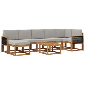 vidaXL Ensemble de canapés d'extérieur 8 pc Naturel et gris clair