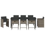 vidaXL Set de dining de jardin 9 pièces avec coussins gris poly rattan