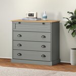 vidaXL Commode VIGO gris 80x40x76 cm bois massif de pin
