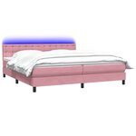 vidaXL Sommier à lattes de lit avec matelas et LED rose 180x210 cm velours