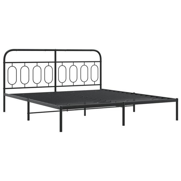 vidaXL Cadre de lit métal avec tête de lit noir 180x200 cm