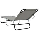 vidaXL Chaise longue pliante 2 Pièces portable en tissu Oxford gris 600D